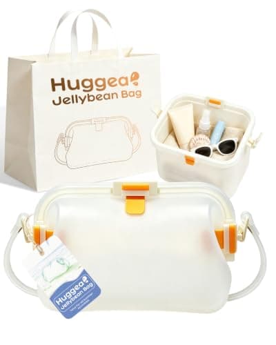 Silikon strandveske med stropp, vanntett flytende tote Frosted Clear Medium
