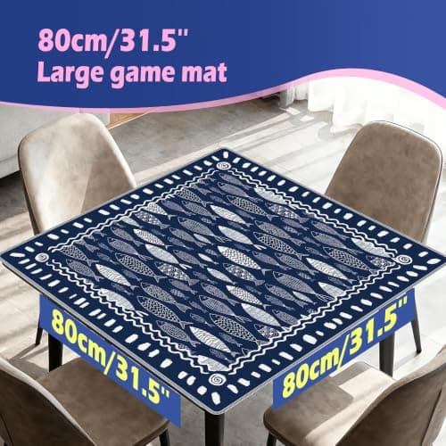 Marinblå och vit nautisk kustfisk Mahjongmatta Ocean-navy Fish