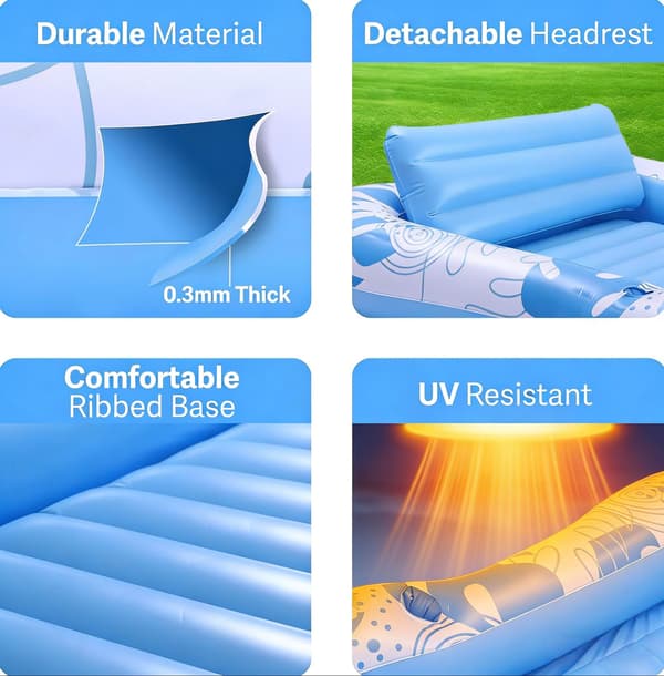 Uppblåsbar solstol för 2 personer Inflatable Pool Float
