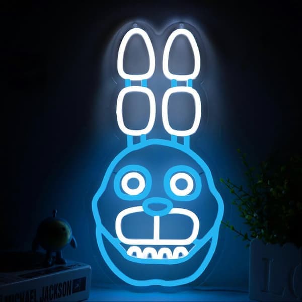 Kanin-neonskyltar för Five Nights at Freddy's Bonnie, LED-väggdekor för sovrum, presenter till barnrum, 40 cm