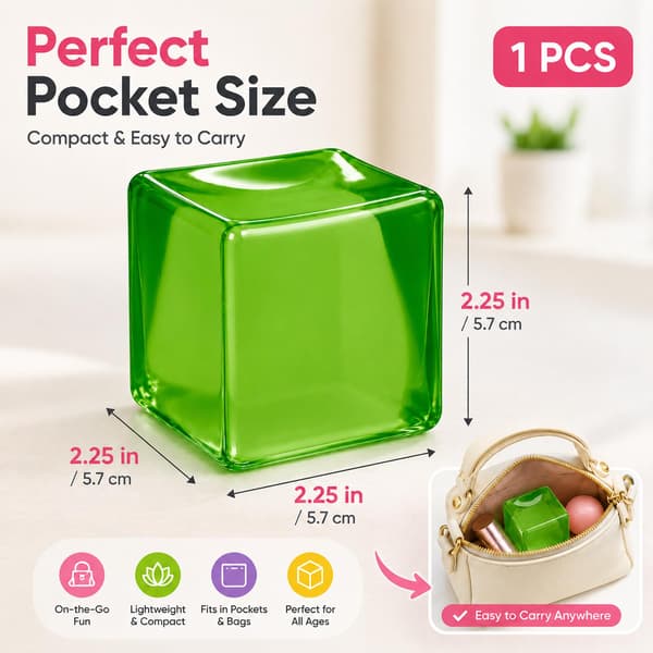 Stresskub Squishy Fidget Leksak, 1 st Långsamt stigande isbit Sensorisk klämleksak Green