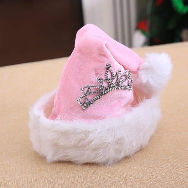 Nisselue med krone til prinsessen, julepynt og kostymer, rosa pink