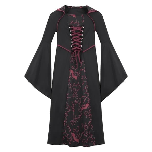 Halloween Flickor Performance Klänningar Vampyr Häxa Kostym Vinröd 130cm