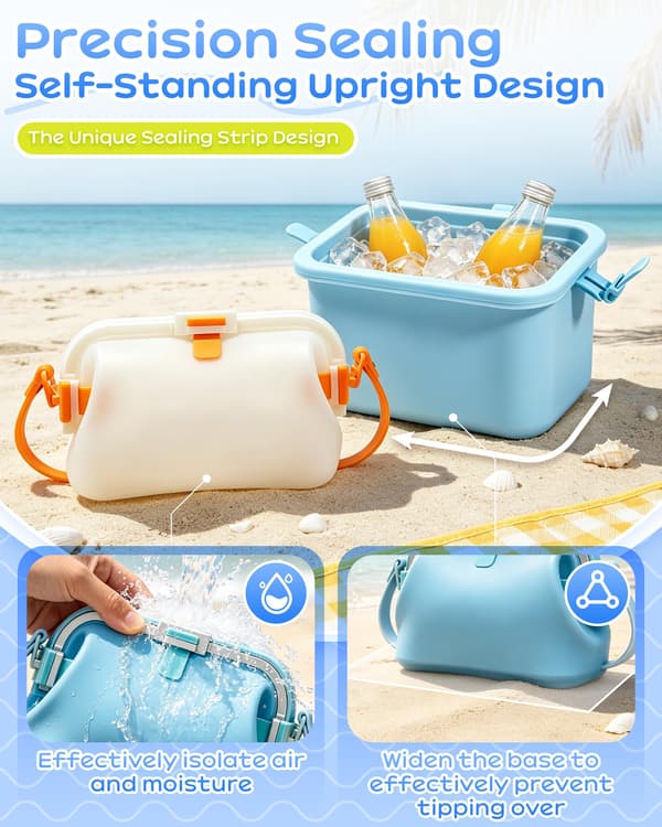Silikon strandveske med stropp, vanntett flytende tote Yellow Medium