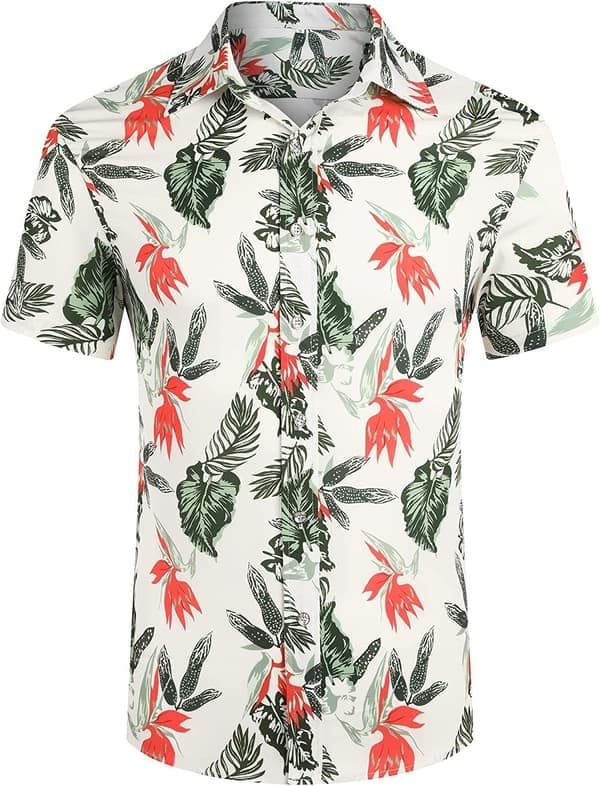 Hawaiisk skjorte og shorts for menn, hvit, størrelse M white M