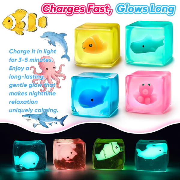 Squishy Stresskub, 4-pack Stor Is Sensorisk Fidgetleksak för Barn med Autism Ocean