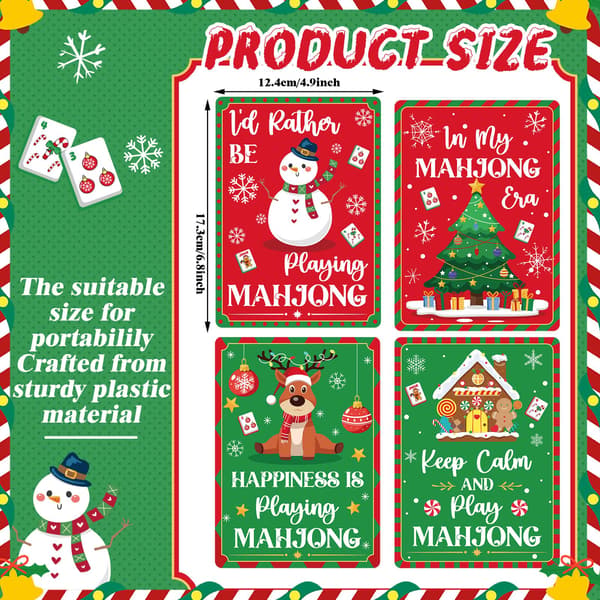 4 stk Mahjong Shuffler Tile Mixing Card, Klassisk, Lineær, Jul Classic / Linear / Christmas