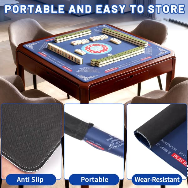 Mahjongmatte - 31,5\" Sklisikker Støyreduserende Spillmatte Navy Blue