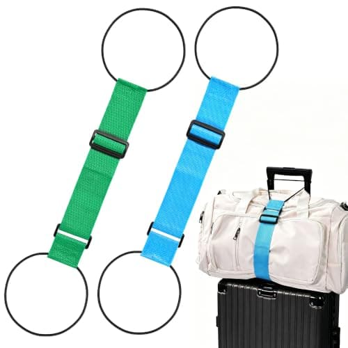 2 stk. bagagestropper til kufferter, justerbare bagageforbindelsesstropper blue and green