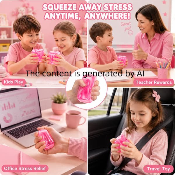 Squishy isterning Fidget Legetøj Stresslindrende Sensorisk Klemmelegetøj | Klar Blød TPR Silikone til Børn og Voksne (1 Stk Pink) 1 Pcs Pink
