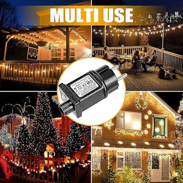 2-pakning transformator 31V 6W LED-strømforsyning, lavspenningsadapter blinkende IP44 med 8 moduser, timer og minnefunksjon for julelys