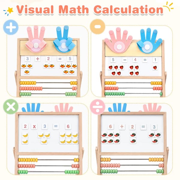 Joyreal Träkulram för barn matematik 3-5 4 5-7, dubbelsidig whiteboard