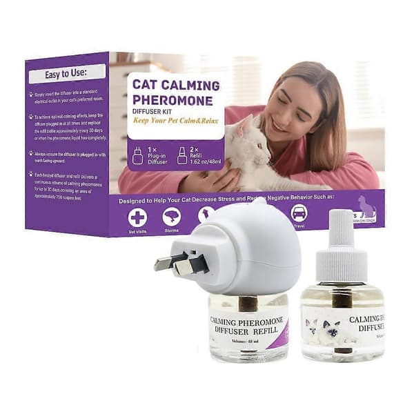 Kattferomon Beroligende Diffuser - Startsett med påfyll for 30 dager for stresslindring og avslapning Cat-AU Spec