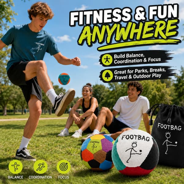 3-pack Hacky Footbags Set, 2,7 oz syntetiska mockasäckar i vuxenstorlek