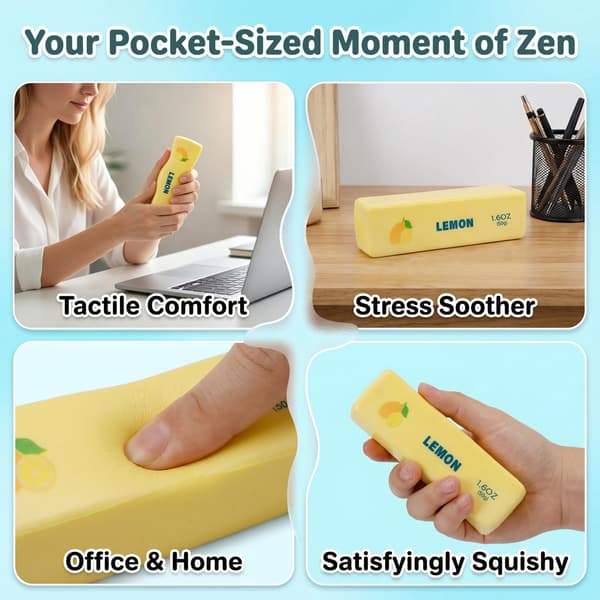 Smör Squishy-Mjuk PU-skum Långsamt stigande stressavlastningsleksak, 1 st Lemon Pattern