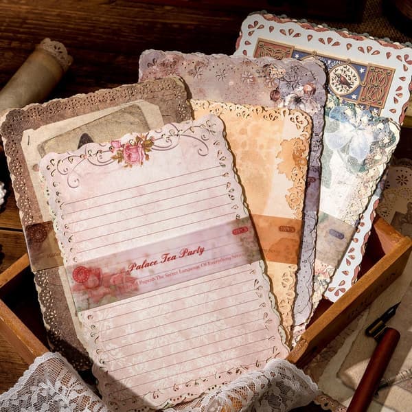 60 ark blondekantet scrapbookingpapir, blandet sett for bokstaver, scrapbooking, pynt, planlegger, bullet journal, junk journal