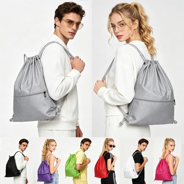 Ryggsäck med dragsko Sport Gym Sackpack-Stor (Grå) Grey