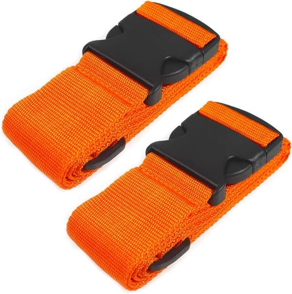 Kraftiga bagageremmar för resväskor, packremmar, resetillbehör, justerbar väskrem, 2-pack orange Orange