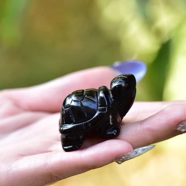 Naturlig obsidian-pynt obsidian-skildpadde drage-skildpadde