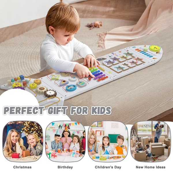 Spacocld Rocket Activity Wall Busy Board Paneler - Sensorisk Väggpanel för Barn, Montessori Småbarns Väggaktivitetsbräda, Väggleksaker för Småbarn 3, 4 Pieces Gray Rocket.