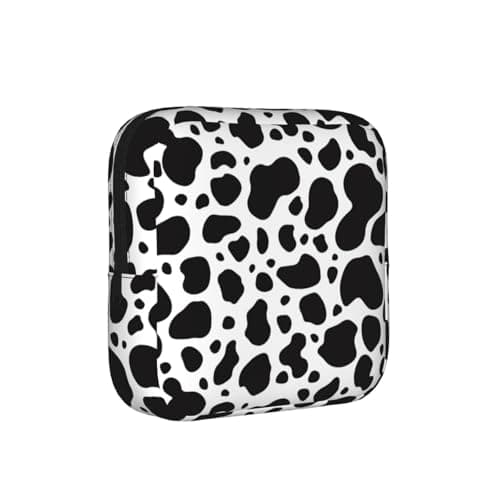 Sort og hvidt ko-print menstruationspose til kvinder, bærbar hygiejnebindspose til pung, små makeuptasker Cow Print