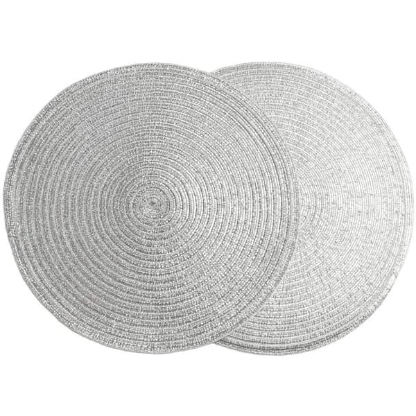 6 pestävän, lämmönkestävän kudotun pöytätabletin setti (harmaa, 38 cm)