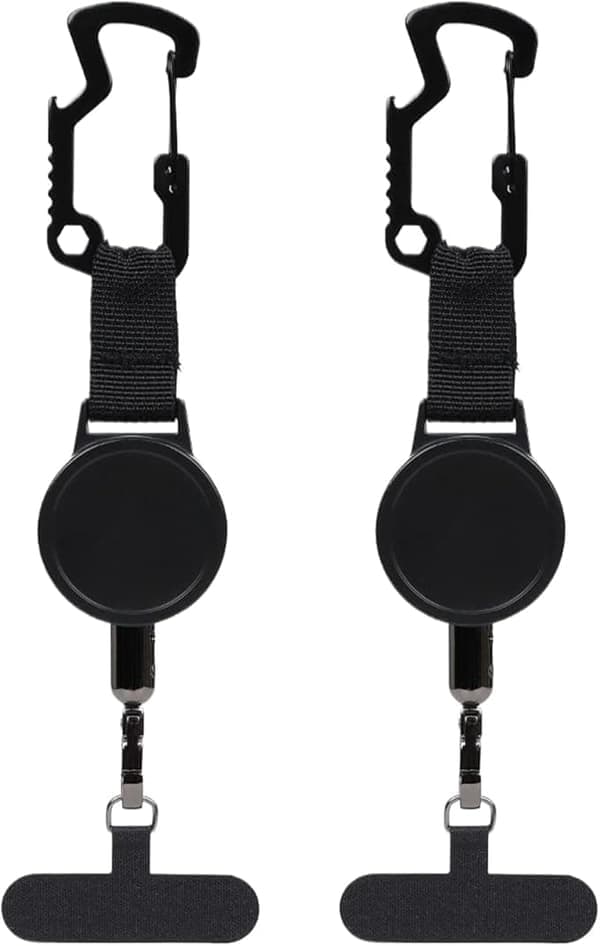 1/2/3 - Pack Mobiltelefonhållare med infällbar säkerhetsrem - Bältesklämma och kedja för smartphone och resor 2 - Pack 2-Pack