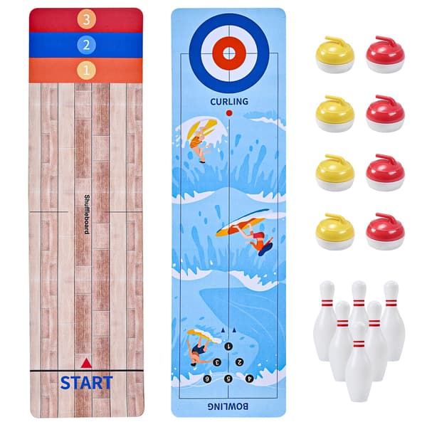 3-i-1 Bordspil Curling, Shuffleboard og Bowling 3 Måder at Spille på 35\"