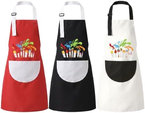 2/3-pack konstnärsförkläden för målning, pyssel, matlagning, trädgårdsarbete Black, White, Red 3