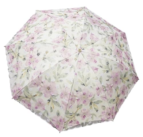 Blonde Blomster 3-Fold Paraply UPF 50+ UV-Beskyttelse Rejseparasol til Regn og Sol Manual-10Purple