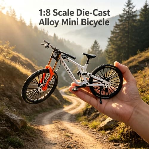 Fingermountain MTB Cykelmodell för vuxna 1:8 Skala, Vit White