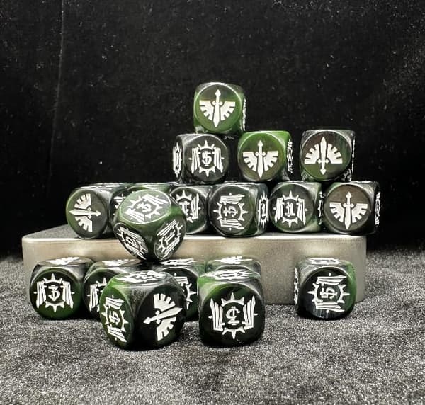 Dark Wing tärningsset 20-pack, 16 mm mörkgröna hartstärningar för DND, MTG, RPG, brädspel, wargaming Black Angel