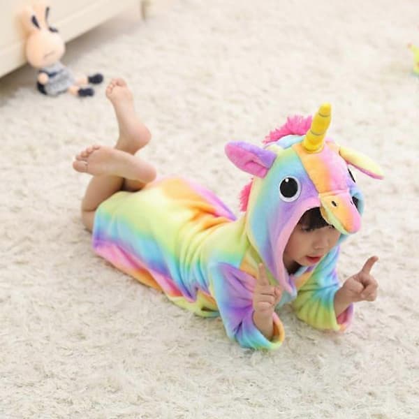 Barn Pojke Flicka Enhörning Badrock Sovkläder Pyjamas Flanell Fleece Morgonrock Regnbåge Regnbåge 4 - 5 År 4-5 Years
