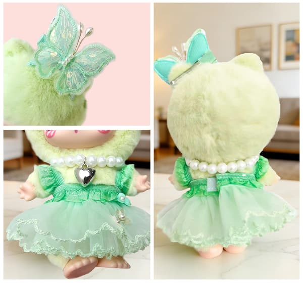 Dockkläder Set för Labubu, Grön Prinsessklänning Sommaroutfit Green