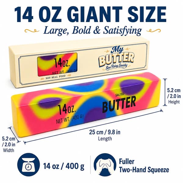14 oz Smör Squishy Stick, Regnbåge Stor Långsamt Stigande Jumbo Kläm Stora Squishies för Vuxna (Jätte Regnbåge) Giant Rainbow