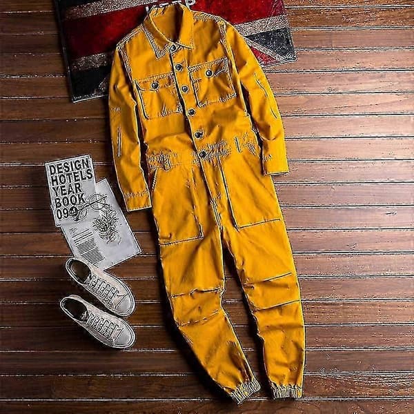 Overall Herr Jumpsuit Lös Långärmad Slag Strålfötter Bomull - KM Red XL 65 - 68 KG