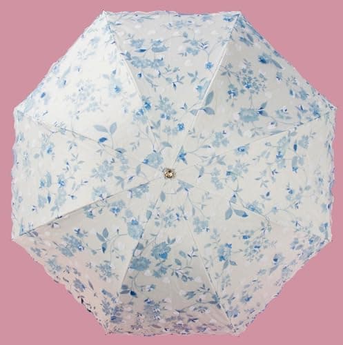 Blonde Blomster 3-Fold Paraply UPF 50+ UV-Beskyttelse Rejseparasol til Regn og Sol Manual-06Blue
