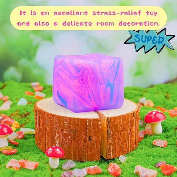 Squishy Sensor Fit Legetøj trykkube, gel-fyldt elastisk trykbold, blød is-slikbold, langsomt-rebound blød ekstruderingsbold BLUE Flow pattern block 5.5cm