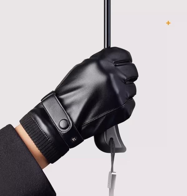 1 par sorte ridehandsker med fuld finger til mænd i PU-læder, style2 style2