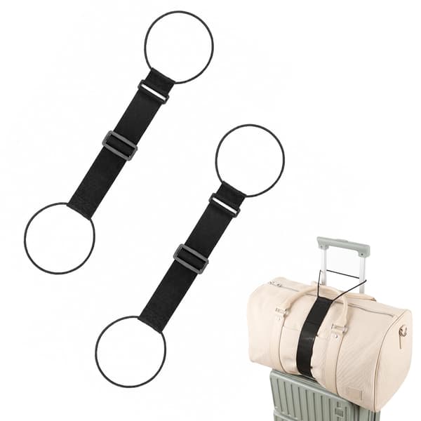 2 stk. bagasjestropper for kofferter, multifunksjonelle, reiseutstyr, svart