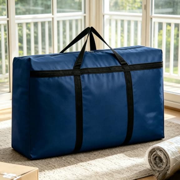 Stor Rejsetaske Sammenfoldelig Opbevaringstaske Overdimensioneret Flyttetaske Multifunktionel Håndbagage, Blå, Medium Blue Medium