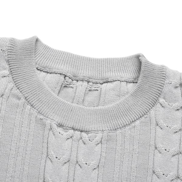 Damtröja med rund hals, stickad klänning, långärmad midiklänning med bälte, grå, storlek L grey L