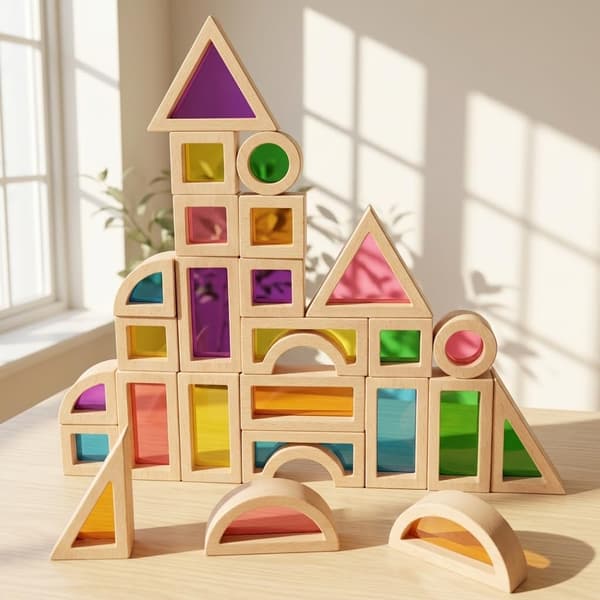 Stapelleksaker i trä 25-pc Acrylic Rainbow Blocks