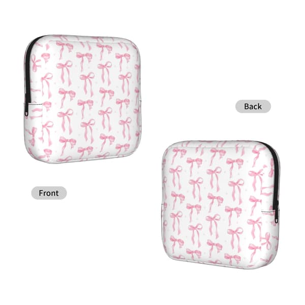 Pink sløjfe bånd sløjfer periode taske til kvinder, bærbar hygiejnebind periode pose til pung, små make up tasker Pink Bow