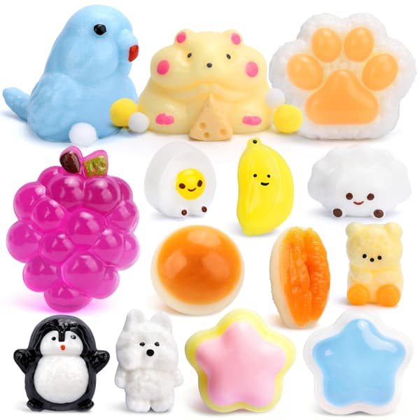14 stk. Taba Squishy Legetøjssæt, Blødt Klemme Fidget Sanselegetøj til Børn Multicolor