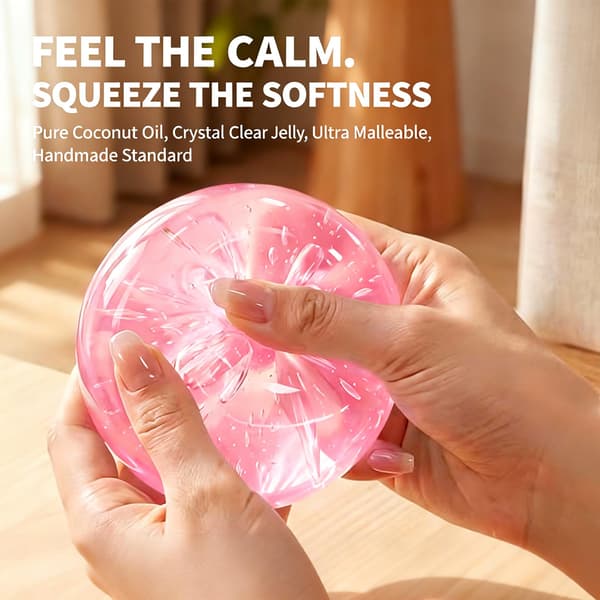 Kokosolja Squishy, 4-pack Stressbollar, Tysta Fidgetleksaker 4 Balls-2 Clear+2 Aurora