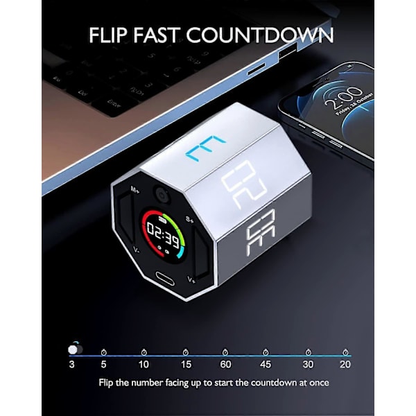 Magnetisk Visuel Pomodoro Timer med Flip Nedtælling, Seneste 2025 Model