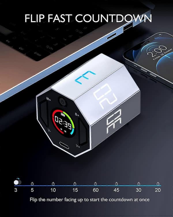Magnetisk Visuell Pomodoro-timer med Flip Nedtelling, Siste 2025-modell
