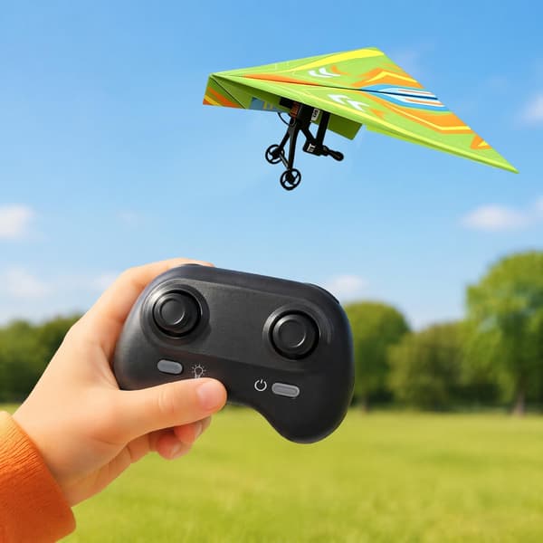 Fjernstyret papirflysæt, med gyro-stabilisator, dobbelte propeller, DIY elektrisk RC-flysæt, pædagogisk RC-svævefly-samlelegetøj til børn A