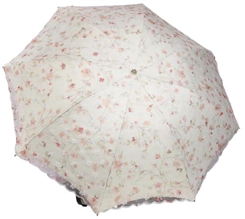Blonde Blomster 3-Fold Paraply UPF 50+ UV-Beskyttelse Rejseparasol til Regn og Sol Auto-01Pink